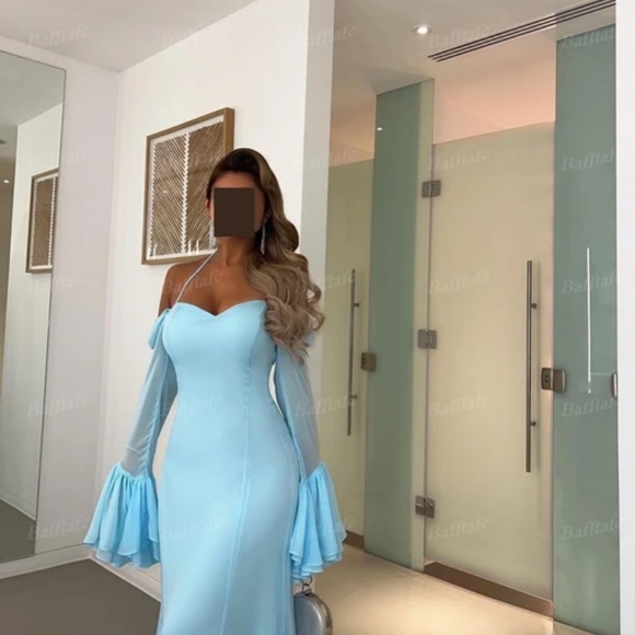 NWT Blue Elegant Dubai Inspired Dress - Picture 2 of 3